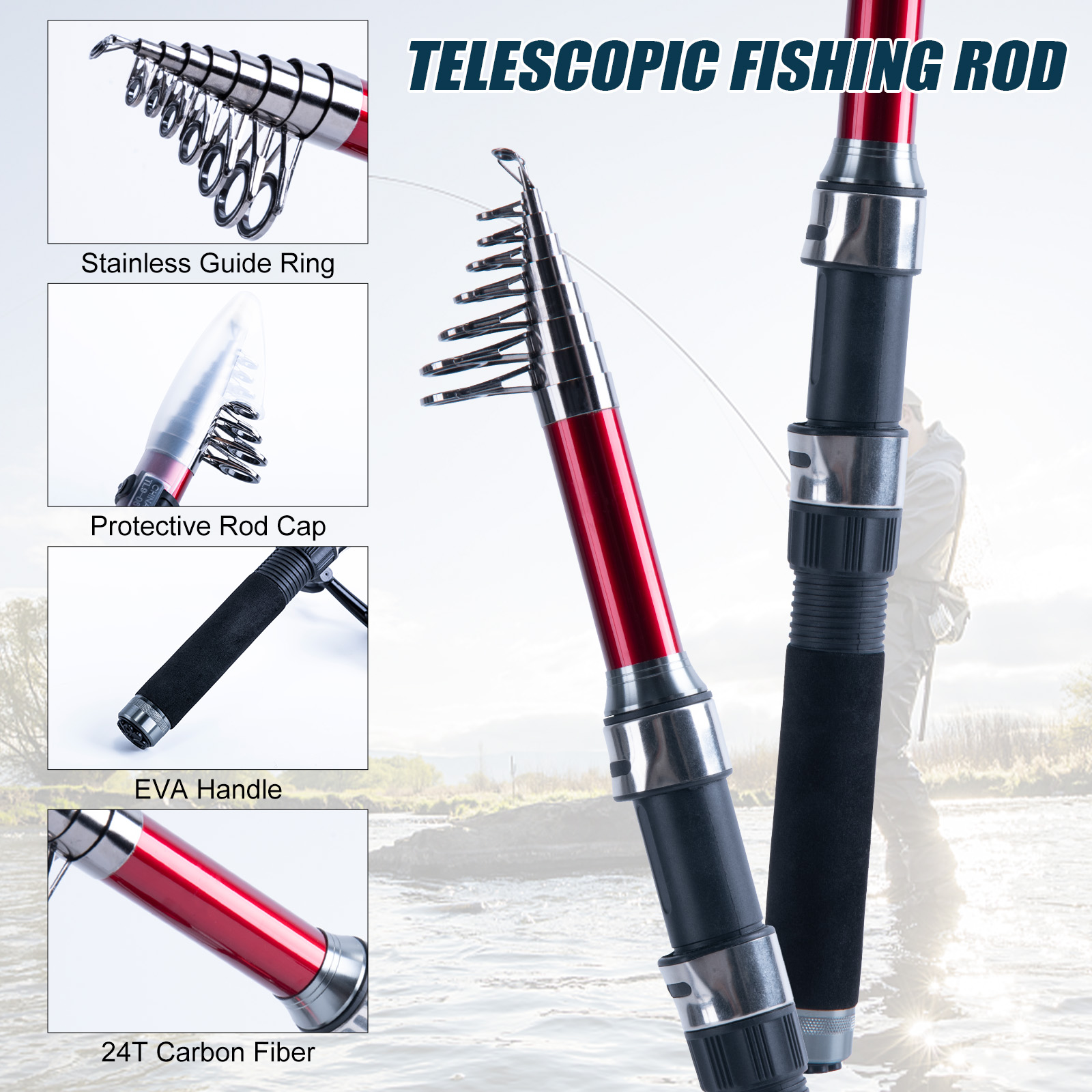 Combo de Caña de Pescar Telesc - Fishing Rod Carbon Fiber reseña y precio