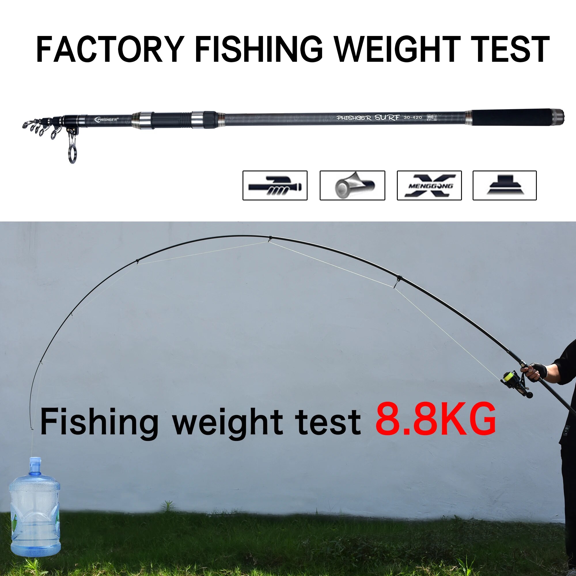 PHISHGER caña giratoria de Sur - Fishing Rod Surf reseña y precio