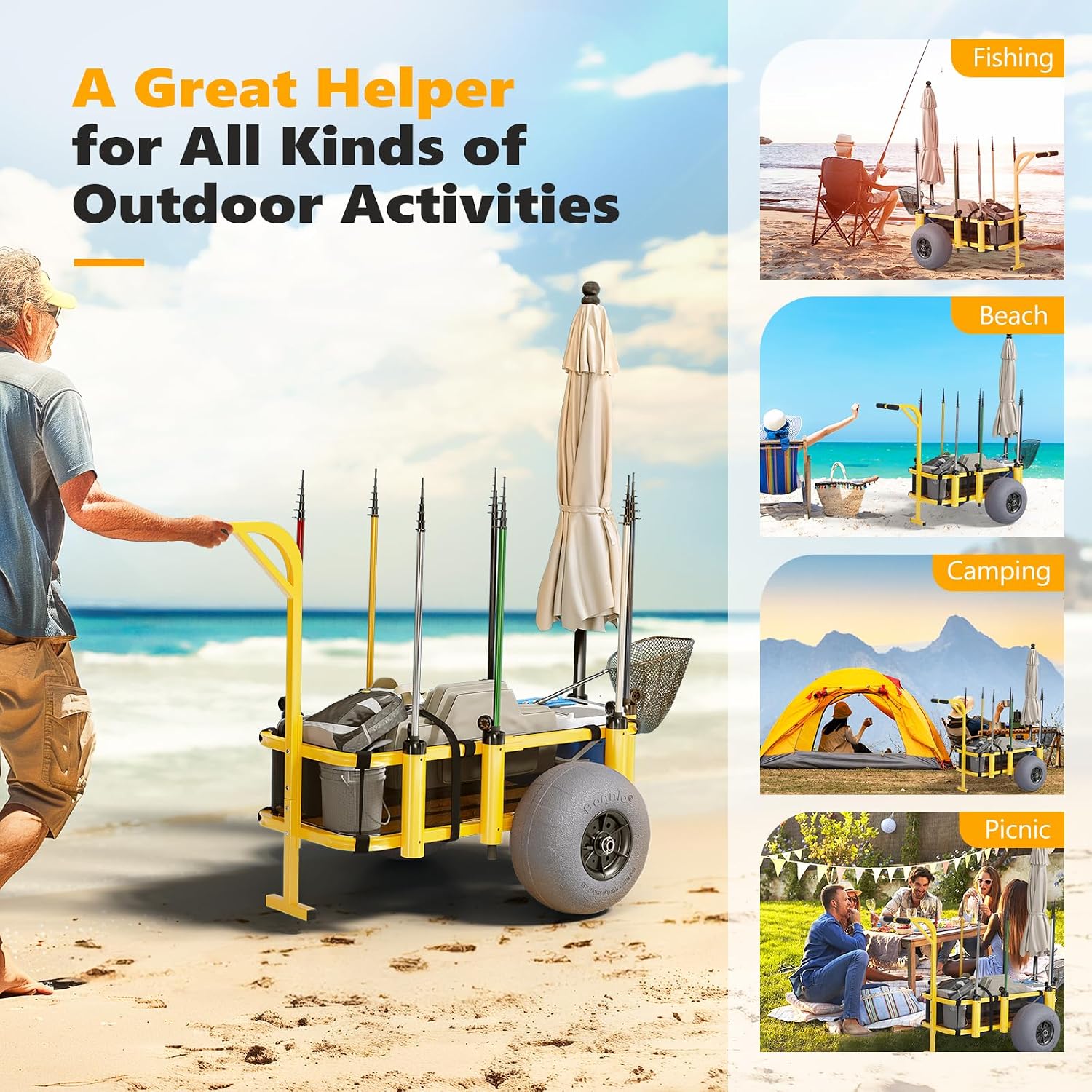 Carrito de Pesca Plegable para - Fishing Rod Holder reseña y precio